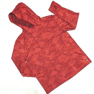 Xersion Lightweight Athletic Performance Hoodie Shirt Orange Red Camo sz Lg